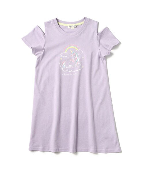SHOO・LA・RUE（シューラルー）の「◆【110-140cm/接触冷感】肩あきTシャツワンピ（ワンピース・キッズ・ブラック/ライトグリーン/ライトパープル・11/14/13/12）」の8枚目の写真