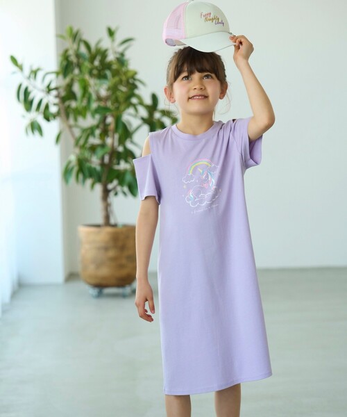 SHOO・LA・RUE（シューラルー）の「◆【110-140cm/接触冷感】肩あきTシャツワンピ（ワンピース・キッズ・ブラック/ライトグリーン/ライトパープル・11/14/13/12）」の11枚目の写真
