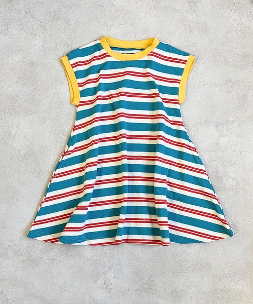 BIG FIELD（ビッグフィールド）の「ボーダーカラータンクワンピース(80～150cm)（ワンピース・キッズ・ターコイズブルー/グリーン/オレンジ・80/90/95/100/110/120/130/140/150）」の2枚目の写真