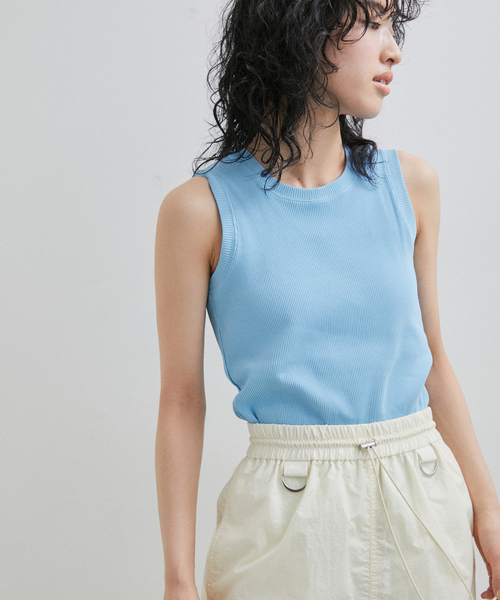ADAM ET ROPE'（アダムエロペ）の「【サステナブル】カップ付きタンクトップ（タンクトップ・レディース・サックスブルー/ホワイト/ブラック・FREE）」の3枚目の写真