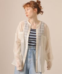 DOUBLE NAME（ダブルネーム）の「バンドカラーシアー長袖シャツ（シャツ/ブラウス）」