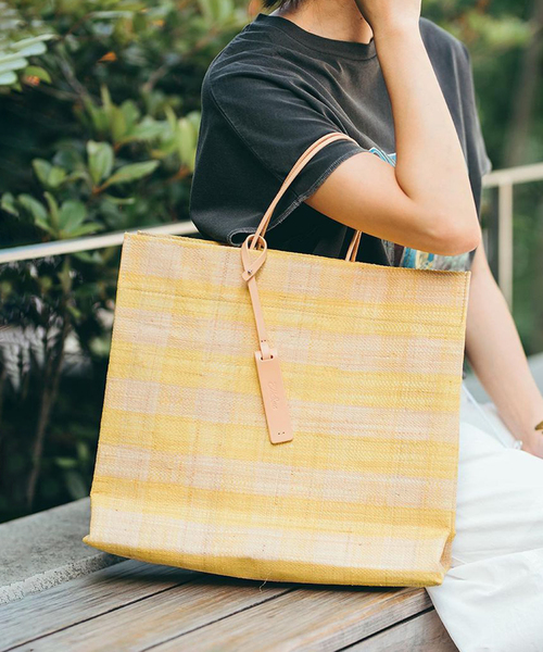 EleSac（エルサック）の「【ELESAC/エルサック】PAPIRO L CHECK：バッグ（ショルダーバッグ・レディース・イエロー/グリーン・FREE）」の2枚目の写真