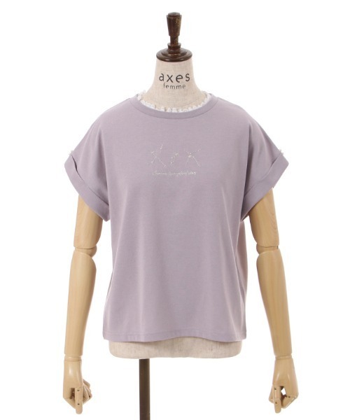 axes femme(アクシーズファム)の「接触冷感ラメ刺繍Tシャツ(Tシャツ/カットソー・レディース・ネイビー/オレンジ/キナリ/ラベンダー・FREE)」の21枚目の写真