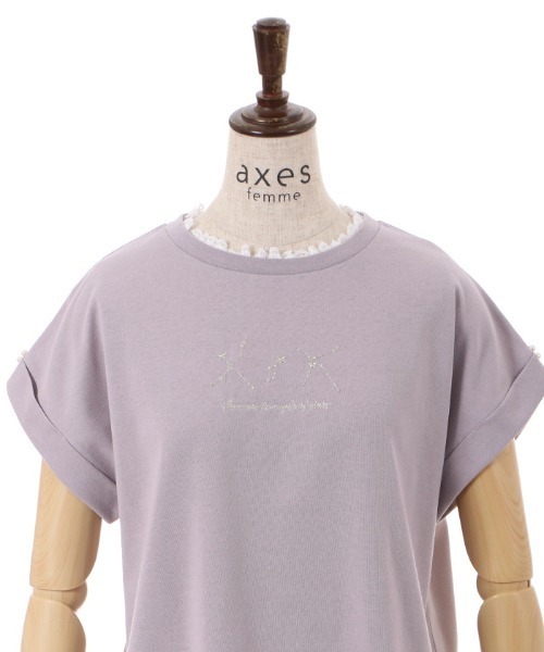 axes femme(アクシーズファム)の「接触冷感ラメ刺繍Tシャツ(Tシャツ/カットソー・レディース・ネイビー/オレンジ/キナリ/ラベンダー・FREE)」の18枚目の写真