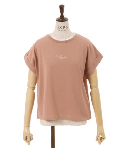 axes femme(アクシーズファム)の「接触冷感ラメ刺繍Tシャツ(Tシャツ/カットソー・レディース・ネイビー/オレンジ/キナリ/ラベンダー・FREE)」の13枚目の写真