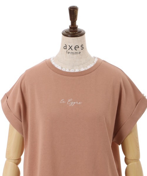 axes femme(アクシーズファム)の「接触冷感ラメ刺繍Tシャツ(Tシャツ/カットソー・レディース・ネイビー/オレンジ/キナリ/ラベンダー・FREE)」の10枚目の写真