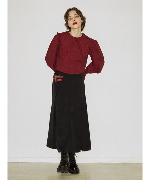 jouetie（ジュエティ）の「タックプリーツベルトロングスカート（スカート・レディース・ブラック/グレー/イエロー・MEDIUM）」の13枚目の写真