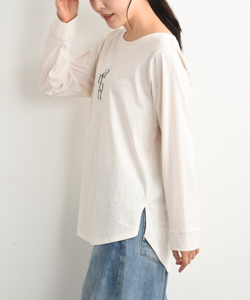 INTERPLANET（インタープラネット）の「シンプルロゴＴシャツ（Tシャツ/カットソー・レディース・アイボリー/ブラック/グレー・FREE）」の4枚目の写真