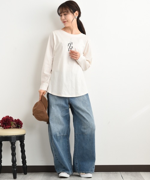 INTERPLANET（インタープラネット）の「シンプルロゴＴシャツ（Tシャツ/カットソー・レディース・アイボリー/ブラック/グレー・FREE）」の8枚目の写真