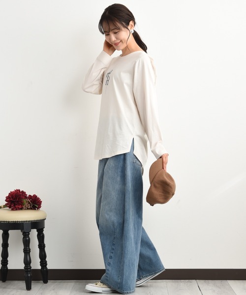 INTERPLANET（インタープラネット）の「シンプルロゴＴシャツ（Tシャツ/カットソー・レディース・アイボリー/ブラック/グレー・FREE）」の9枚目の写真