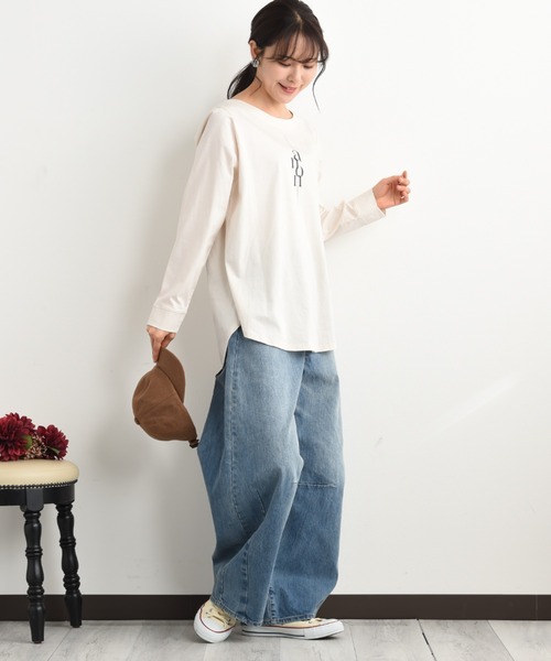 INTERPLANET（インタープラネット）の「シンプルロゴＴシャツ（Tシャツ/カットソー・レディース・アイボリー/ブラック/グレー・FREE）」の12枚目の写真