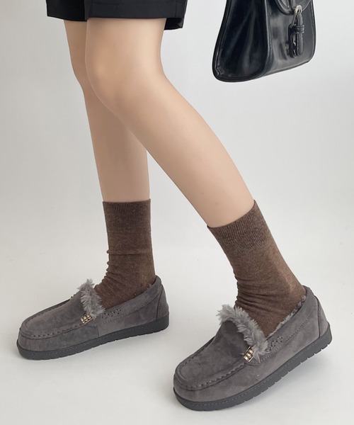 Shoes in Closet（シューズインクローゼット）の「軽量 厚めソール ベーシック デイリー ボア モカシン 7412（モカシン/デッキシューズ・レディース・ブラック/キャメル/グレー/ブラウン系・LL/L/M/S）」の14枚目の写真