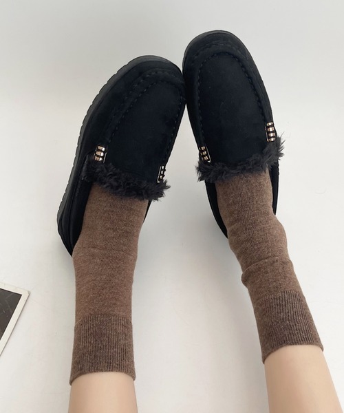 Shoes in Closet（シューズインクローゼット）の「軽量 厚めソール ベーシック デイリー ボア モカシン 7412（モカシン/デッキシューズ・レディース・ブラック/キャメル/グレー/ブラウン系・LL/L/M/S）」の10枚目の写真