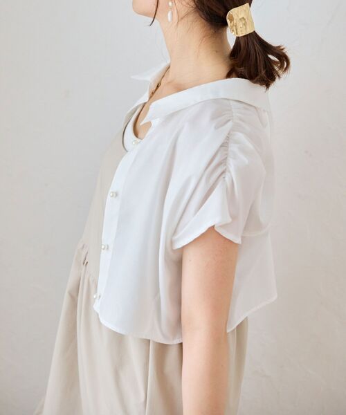 MAJESTIC LEGON(マジェスティックレゴン)の「パールボタンクロップドシャツ(シャツ/ブラウス・レディース・ピンク系その他2/レッド系その他2/オフホワイト/ブルー/ブルー系その他2・MEDIUM)」の11枚目の写真