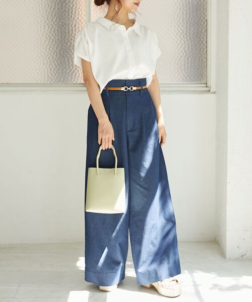 MAJESTIC LEGON(マジェスティックレゴン)の「パールボタンクロップドシャツ(シャツ/ブラウス・レディース・ピンク系その他2/レッド系その他2/オフホワイト/ブルー/ブルー系その他2・MEDIUM)」の13枚目の写真