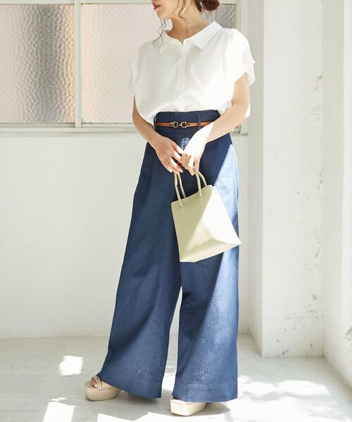 MAJESTIC LEGON(マジェスティックレゴン)の「パールボタンクロップドシャツ(シャツ/ブラウス・レディース・ピンク系その他2/レッド系その他2/オフホワイト/ブルー/ブルー系その他2・MEDIUM)」の14枚目の写真