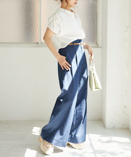 MAJESTIC LEGON(マジェスティックレゴン)の「パールボタンクロップドシャツ(シャツ/ブラウス・レディース・ピンク系その他2/レッド系その他2/オフホワイト/ブルー/ブルー系その他2・MEDIUM)」の15枚目の写真