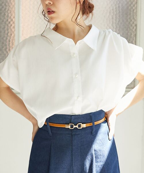 MAJESTIC LEGON(マジェスティックレゴン)の「パールボタンクロップドシャツ(シャツ/ブラウス・レディース・ピンク系その他2/レッド系その他2/オフホワイト/ブルー/ブルー系その他2・MEDIUM)」の18枚目の写真