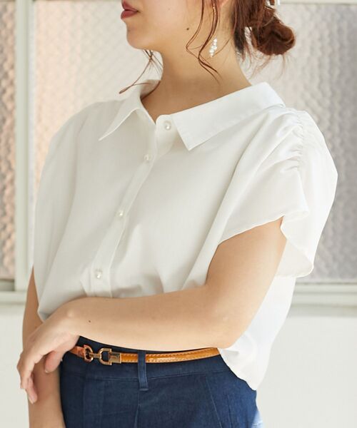 MAJESTIC LEGON(マジェスティックレゴン)の「パールボタンクロップドシャツ(シャツ/ブラウス・レディース・ピンク系その他2/レッド系その他2/オフホワイト/ブルー/ブルー系その他2・MEDIUM)」の19枚目の写真