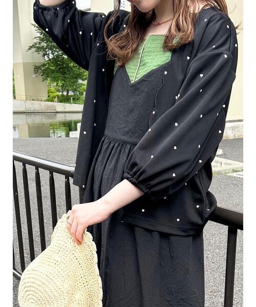 ehka sopo（エヘカソポ）の「◎スカラップカーディガン（カーディガン/ボレロ・レディース・レッド/オフホワイト/ブラック・F）」の11枚目の写真