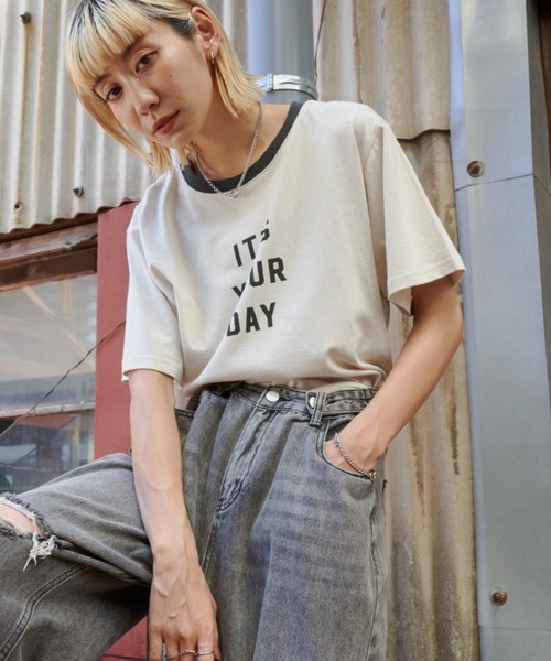 Auntie Rosa Holiday（アンティローザホリデー）の「フロントロゴリンガーT（Tシャツ/カットソー・レディース・オフホワイト/ベージュ・FREE）」の5枚目の写真