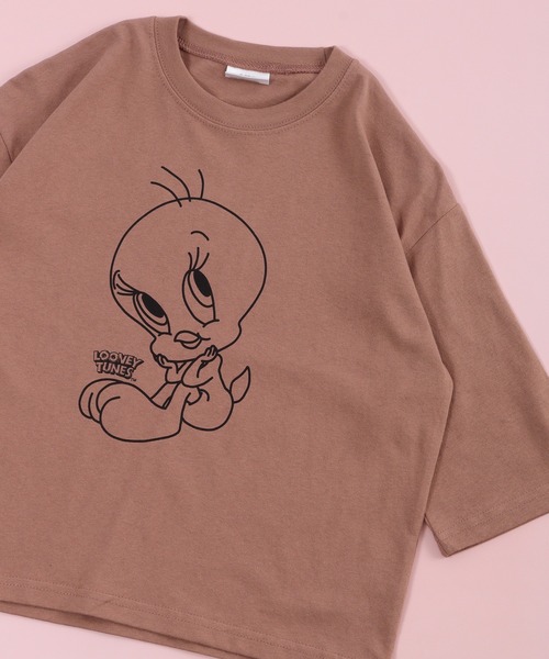 Looney Tunes(ルーニーテューンズ)の「トゥイーティープリントBIGロンT(Tシャツ/カットソー・キッズ・ミント/モカ/ラベンダー/ベージュ/ホワイト/ブラック・120/130/140/150/160/110)」の5枚目の写真