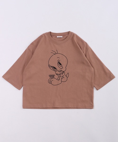 Looney Tunes(ルーニーテューンズ)の「トゥイーティープリントBIGロンT(Tシャツ/カットソー・キッズ・ミント/モカ/ラベンダー/ベージュ/ホワイト/ブラック・120/130/140/150/160/110)」の9枚目の写真