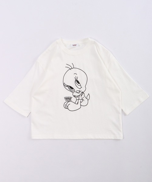 Looney Tunes(ルーニーテューンズ)の「トゥイーティープリントBIGロンT(Tシャツ/カットソー・キッズ・ミント/モカ/ラベンダー/ベージュ/ホワイト/ブラック・120/130/140/150/160/110)」の7枚目の写真