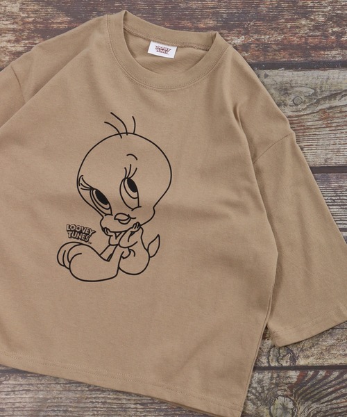 Looney Tunes(ルーニーテューンズ)の「トゥイーティープリントBIGロンT(Tシャツ/カットソー・キッズ・ミント/モカ/ラベンダー/ベージュ/ホワイト/ブラック・120/130/140/150/160/110)」の19枚目の写真