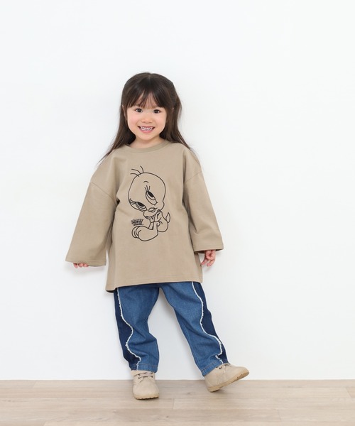 Looney Tunes(ルーニーテューンズ)の「トゥイーティープリントBIGロンT(Tシャツ/カットソー・キッズ・ミント/モカ/ラベンダー/ベージュ/ホワイト/ブラック・120/130/140/150/160/110)」の17枚目の写真