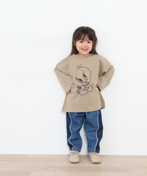 Looney Tunes(ルーニーテューンズ)の「トゥイーティープリントBIGロンT(Tシャツ/カットソー・キッズ・ミント/モカ/ラベンダー/ベージュ/ホワイト/ブラック・120/130/140/150/160/110)」の18枚目の写真