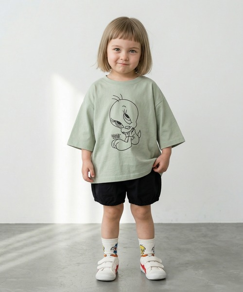 Looney Tunes(ルーニーテューンズ)の「トゥイーティープリントBIGロンT(Tシャツ/カットソー・キッズ・ミント/モカ/ラベンダー/ベージュ/ホワイト/ブラック・120/130/140/150/160/110)」の21枚目の写真