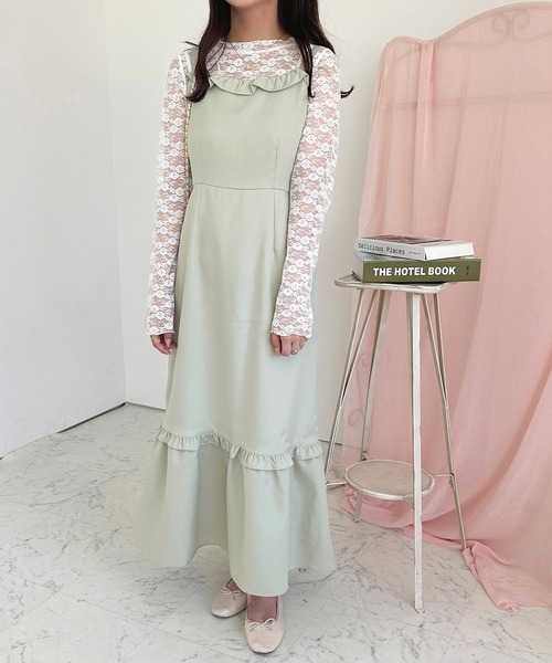 apres jour(アプレジュール)の「フリルキャミワンピース【ZOZOTOWN限定アイテム】(ワンピース・レディース・ミント/グレイッシュベージュ/ブラック・MEDIUM/X-LARGE/SMALL)」の6枚目の写真