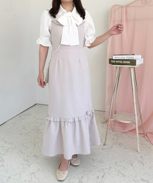 apres jour(アプレジュール)の「フリルキャミワンピース【ZOZOTOWN限定アイテム】(ワンピース・レディース・ミント/グレイッシュベージュ/ブラック・MEDIUM/X-LARGE/SMALL)」の4枚目の写真