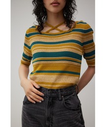 マルチボーダーニットトップス【YELLOW】 ONCILY セーター ニット MULTI BORDER MESH KNIT / マルチ