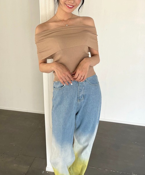 Jewelobe(ジュエローブ)の「オフショルダーリブニットトップス(ニット/セーター・レディース・ホワイト/ブラック/ベージュ・FREE)」の19枚目の写真