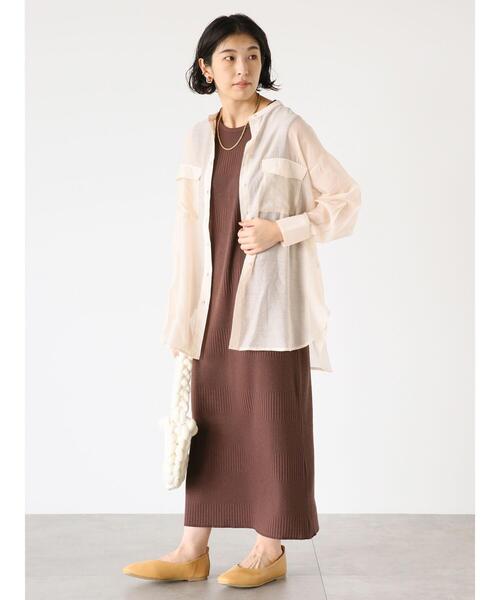 Lugnoncure（ルノンキュール）の「ランダムリブノースリーブワンピース（ワンピース・レディース・ブラック/ブラウン/モカ・F）」の3枚目の写真