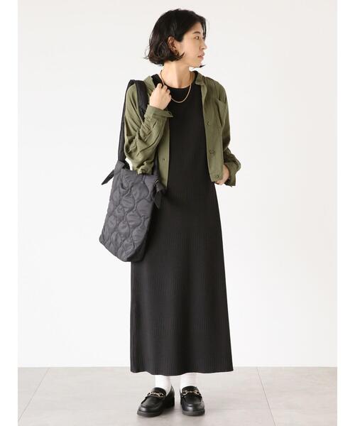 Lugnoncure（ルノンキュール）の「ランダムリブノースリーブワンピース（ワンピース・レディース・ブラック/ブラウン/モカ・F）」の2枚目の写真