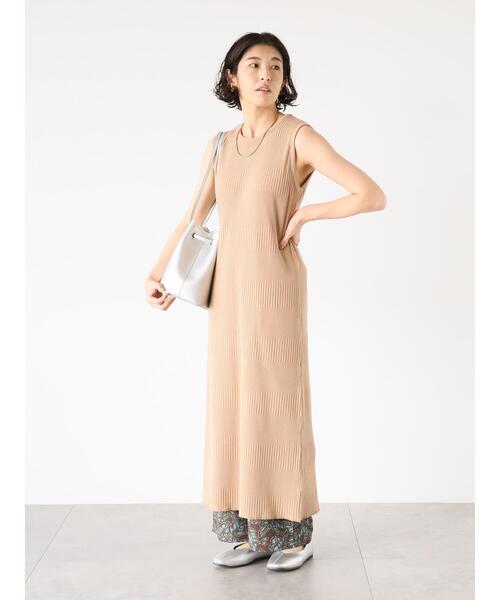 Lugnoncure（ルノンキュール）の「ランダムリブノースリーブワンピース（ワンピース・レディース・ブラック/ブラウン/モカ・F）」の6枚目の写真