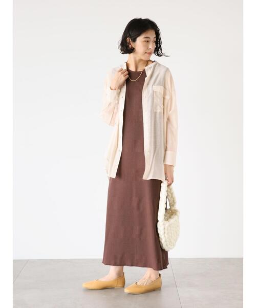Lugnoncure（ルノンキュール）の「ランダムリブノースリーブワンピース（ワンピース・レディース・ブラック/ブラウン/モカ・F）」の8枚目の写真