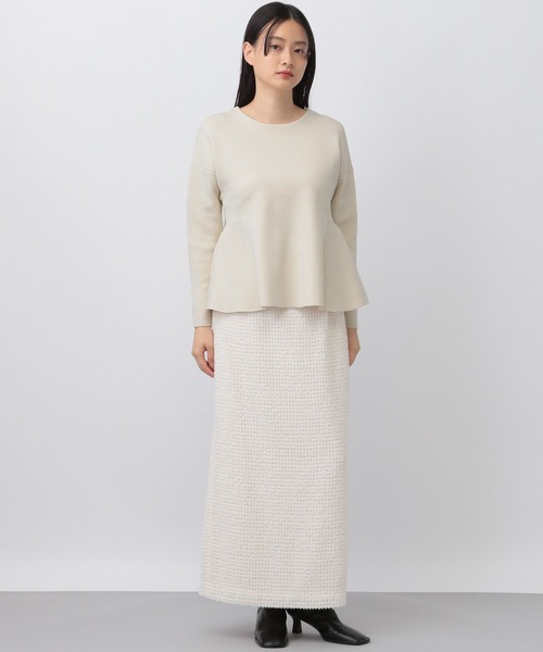 A part by（アパートバイ）の「ペプラムニットプルオーバー長袖（ニット/セーター・レディース・ブラック/アイボリー・FREE）」の4枚目の写真