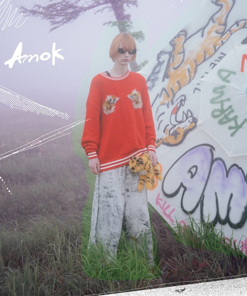 amok（アモク）の「TIGER KNIT BAG（ショルダーバッグ・メンズ・イエロー/ピンク・FREE）」の3枚目の写真