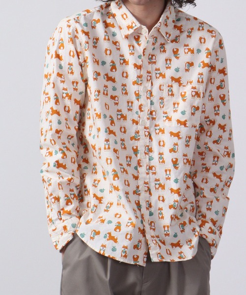 アルベロベロ 総柄シャツ イラスト ぶた ブラウス アルベロベロ 総柄シャツ イラスト ぶた ブラウス トップス