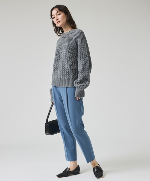 qualite（カリテ）の「ダブルクロスセンタープレスパンツ/秋服/冬服/オフィスカジュアル（スラックス・レディース・チャコールグレー/ブラック/グレイッシュベージュ/グレイッシュブルー・34/36/38/40）」の7枚目の写真