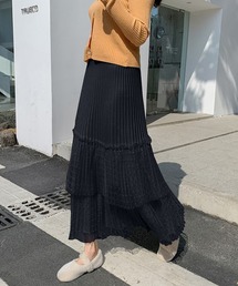Chaco closet（チャコ クローゼット）の「ニットプリーツドットチュールティアードスカート（スカート）」