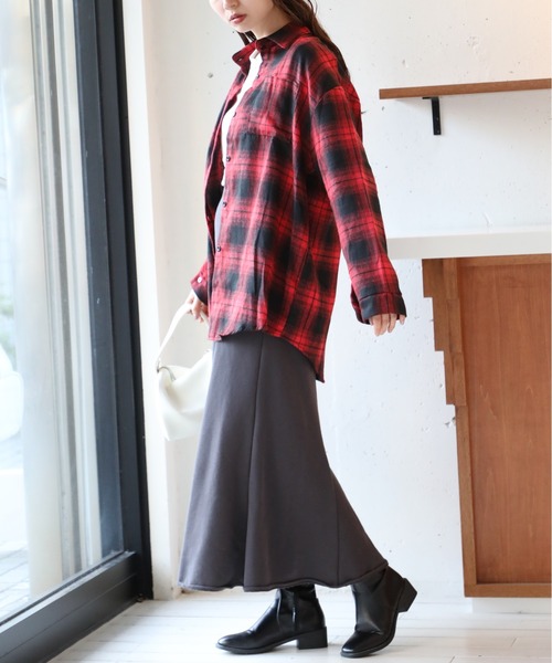 SETUP7（セットアップセブン）の「【SETUP7】リラックスオンブレチェックシャツ フランネルシャツ   KNF037（シャツ/ブラウス・レディース・レッド/ネイビー/イエロー・FREE）」の21枚目の写真