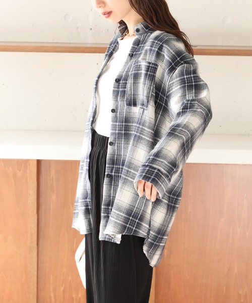 SETUP7（セットアップセブン）の「【SETUP7】リラックスオンブレチェックシャツ フランネルシャツ   KNF037（シャツ/ブラウス・レディース・レッド/ネイビー/イエロー・FREE）」の5枚目の写真