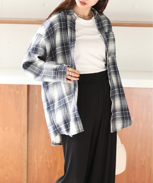 SETUP7（セットアップセブン）の「【SETUP7】リラックスオンブレチェックシャツ フランネルシャツ   KNF037（シャツ/ブラウス・レディース・レッド/ネイビー/イエロー・FREE）」の4枚目の写真