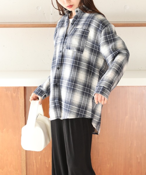 SETUP7（セットアップセブン）の「【SETUP7】リラックスオンブレチェックシャツ フランネルシャツ   KNF037（シャツ/ブラウス・レディース・レッド/ネイビー/イエロー・FREE）」の7枚目の写真