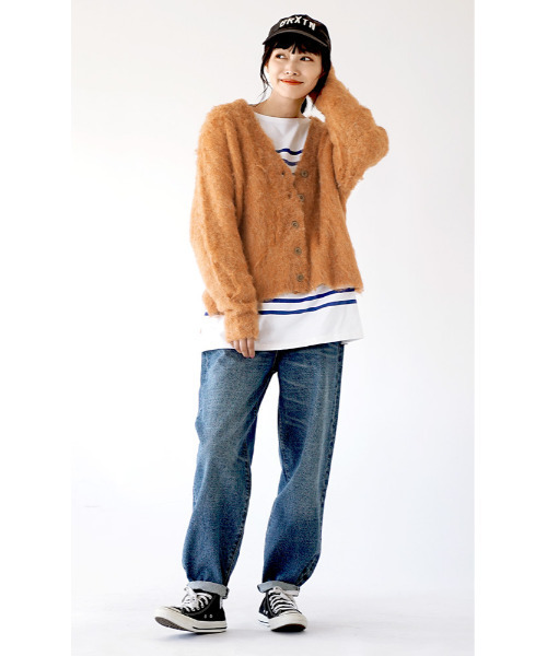 apartment department（アパートメントデパートメント）の「リングシャギー Vネックカーディガン（カーディガン/ボレロ・レディース・ライトベージュ/オレンジ/ライトグレー・M）」の11枚目の写真